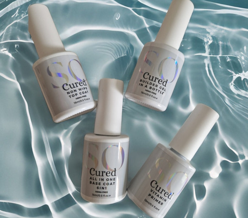 All four, primer, base coat, builder gel, top coat