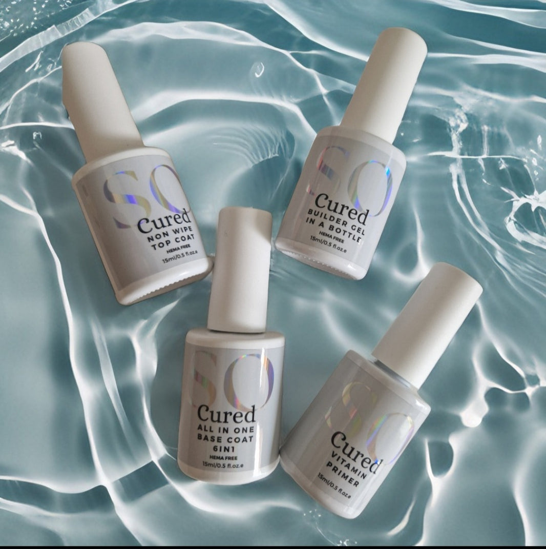 All four, primer, base coat, builder gel, top coat