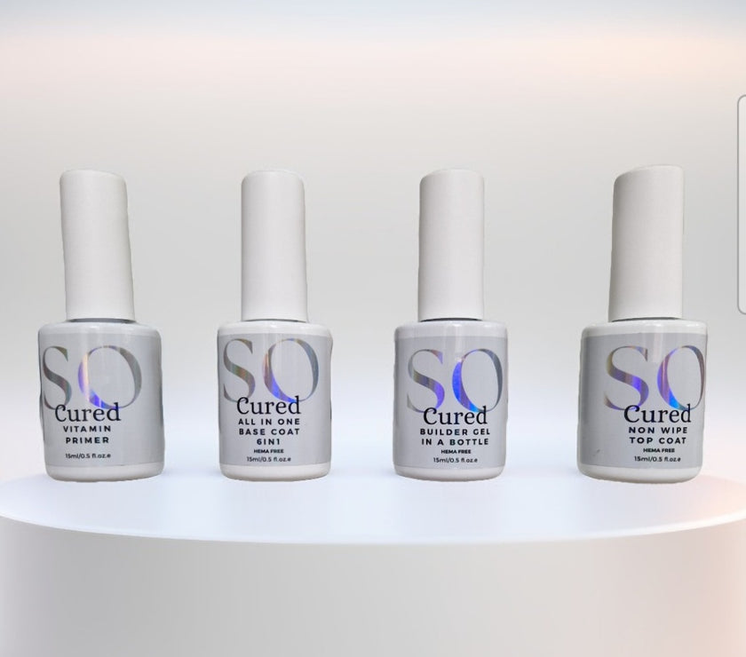All four, primer, base coat, builder gel, top coat